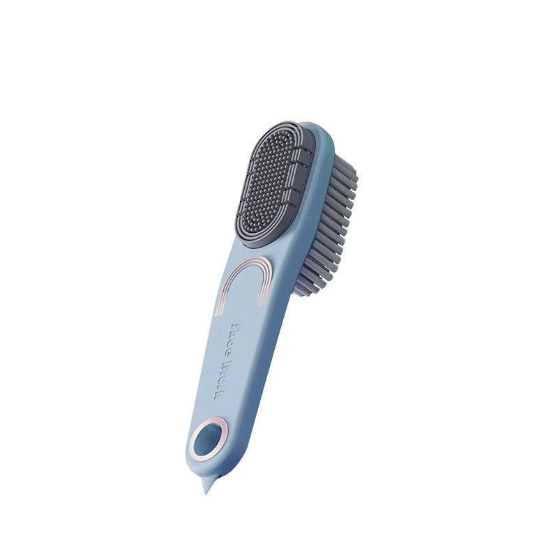 Double-sided anti-slip shoe cleaning brush with durable bristles for cleaning sneakers, boots, leather, and canvas shoes.