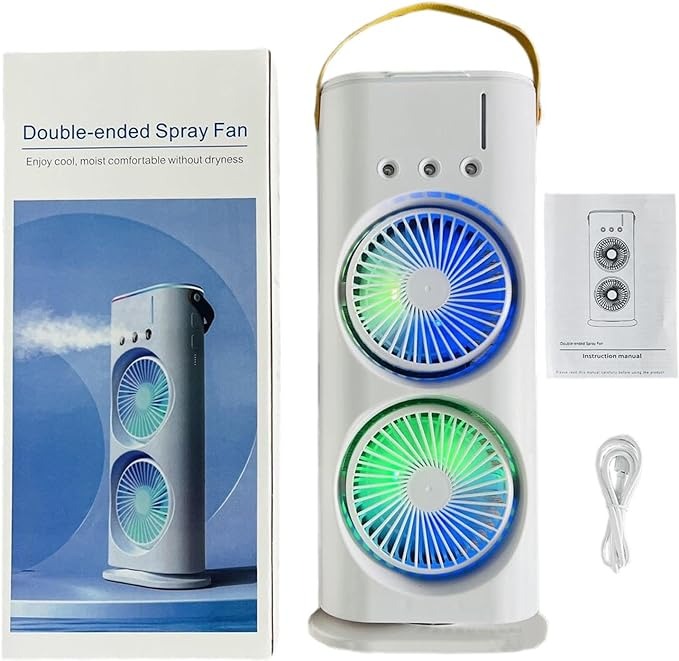 Double Ended Spray Fan with dual cooling fan heads