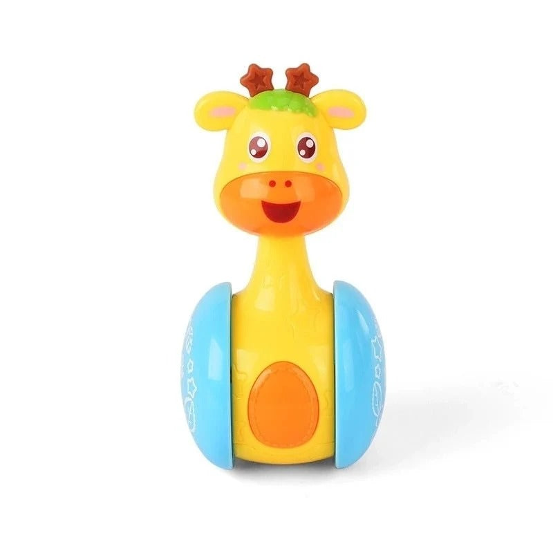Soft plush deer and star baby sensory toy with bell