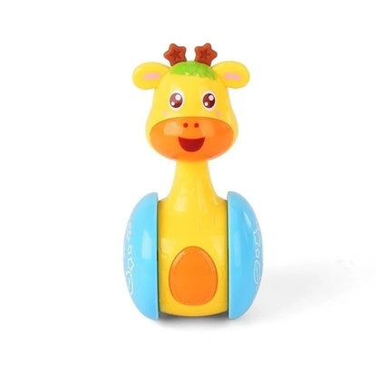 Soft plush deer and star baby sensory toy with bell