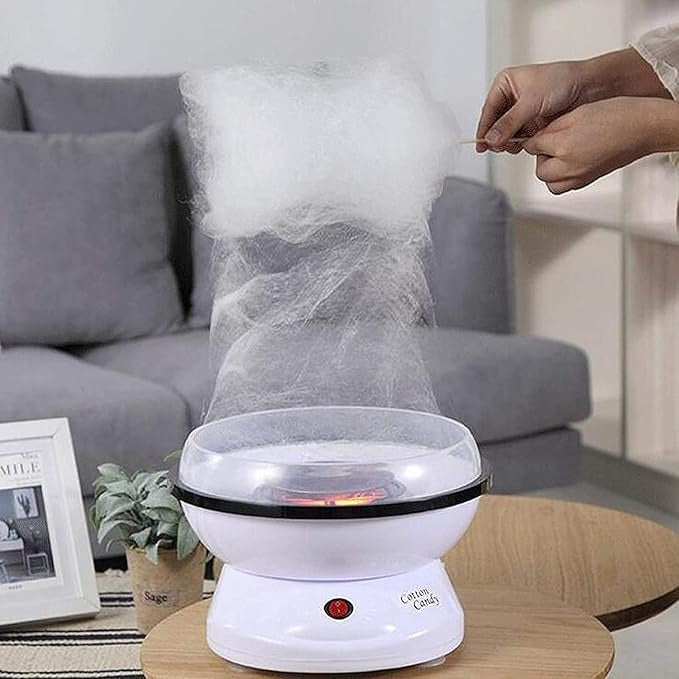 Compact electric cotton candy machine for kids' birthday parties
