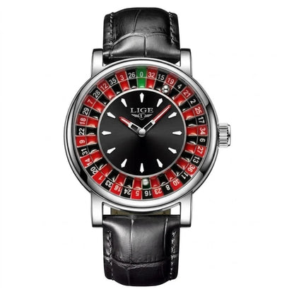 Close-up of LIGE Roulette Dial Watch dial and premium finish