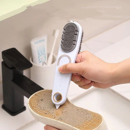 Double-sided anti-slip shoe cleaning brush with durable bristles for cleaning sneakers, boots, leather, and canvas shoes.