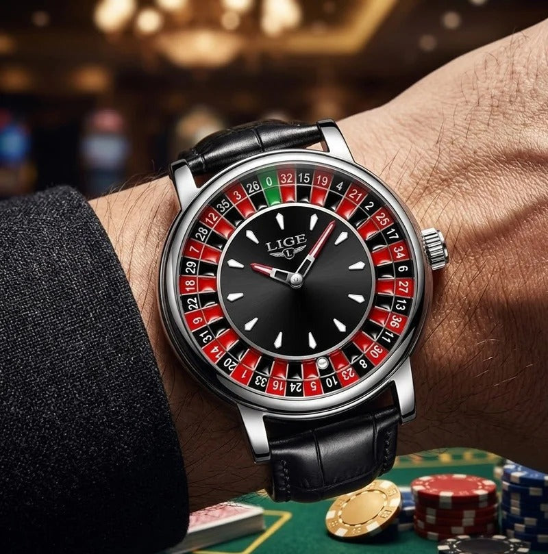 LIGE Roulette Dial Watch with luxury analog display for men