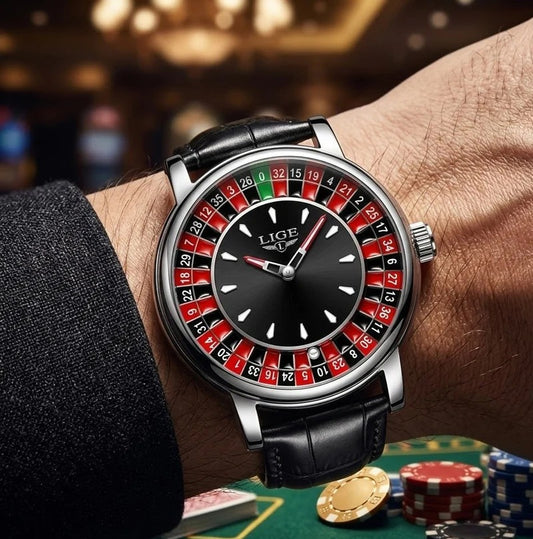 LIGE Roulette Dial Watch with luxury analog display for men
