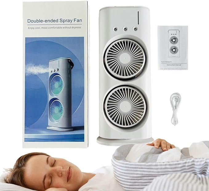Portable USB rechargeable dual head mist spray fan