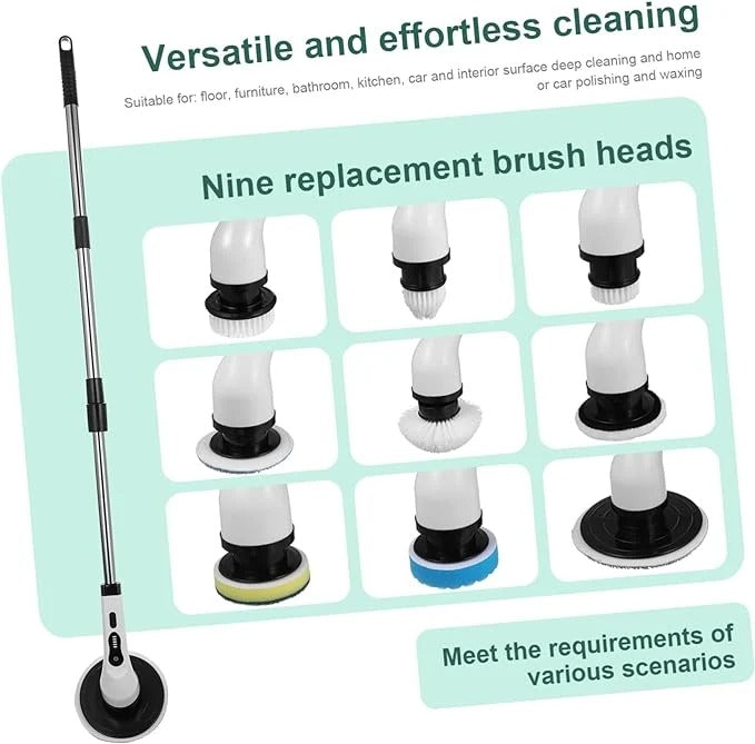 Rechargeable cleaning brush with interchangeable brush heads
