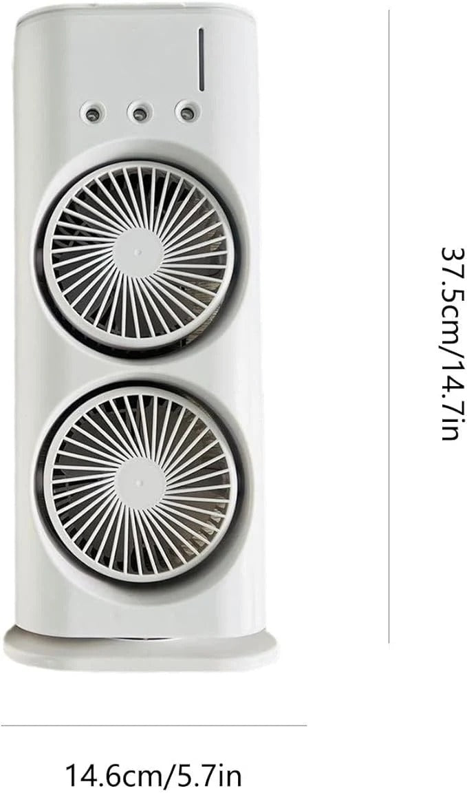Dual head portable cooling fan for home and travel