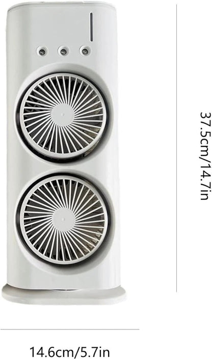 Dual head portable cooling fan for home and travel