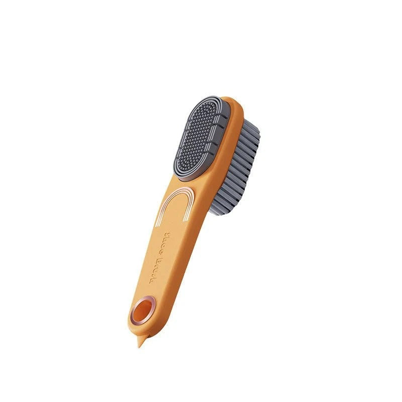 Double-sided anti-slip shoe cleaning brush with durable bristles for cleaning sneakers, boots, leather, and canvas shoes.