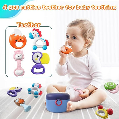 8 Pieces Baby Rattles Set | Colorful Sensory Toys for Babies