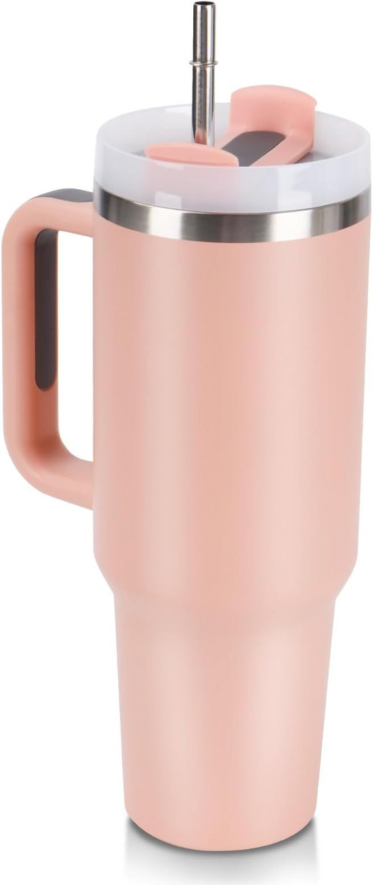 40oz Tumbler with Handle – Insulated Stainless Steel Travel Tumbler with Straw, Large Reusable Water Bottle for Home, Office, Gym & Travel